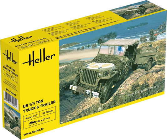 Heller Willys Jeep &amp; Trailer 1/72 (7928776687815)