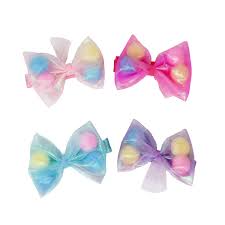 PP Pom Pom Bow Hair Clip
