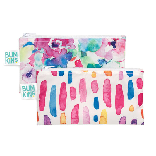 Small Snack Bag 2 Pack Watercolour & Brush Strokes (7865589792967)