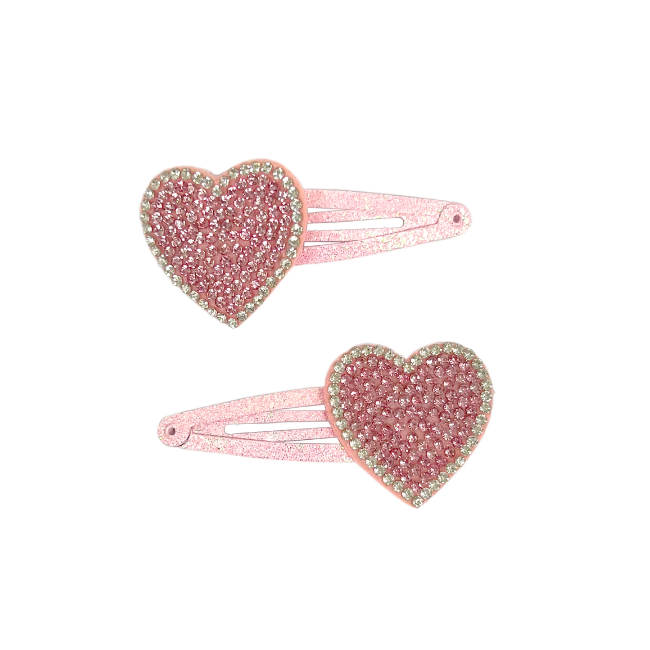 PP Pink Rhinestone Heart Hair Clips (8357054185671)