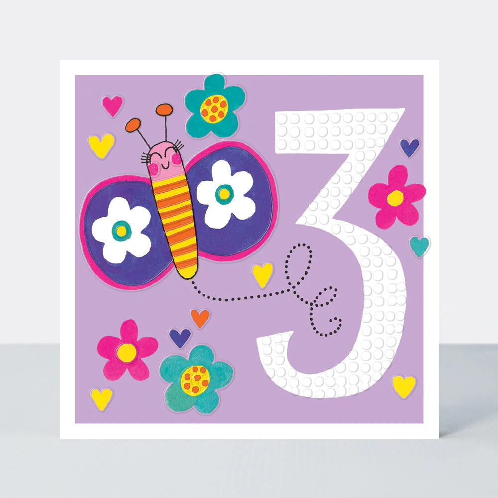 Girl Butterfly - 3rd Birthday Card