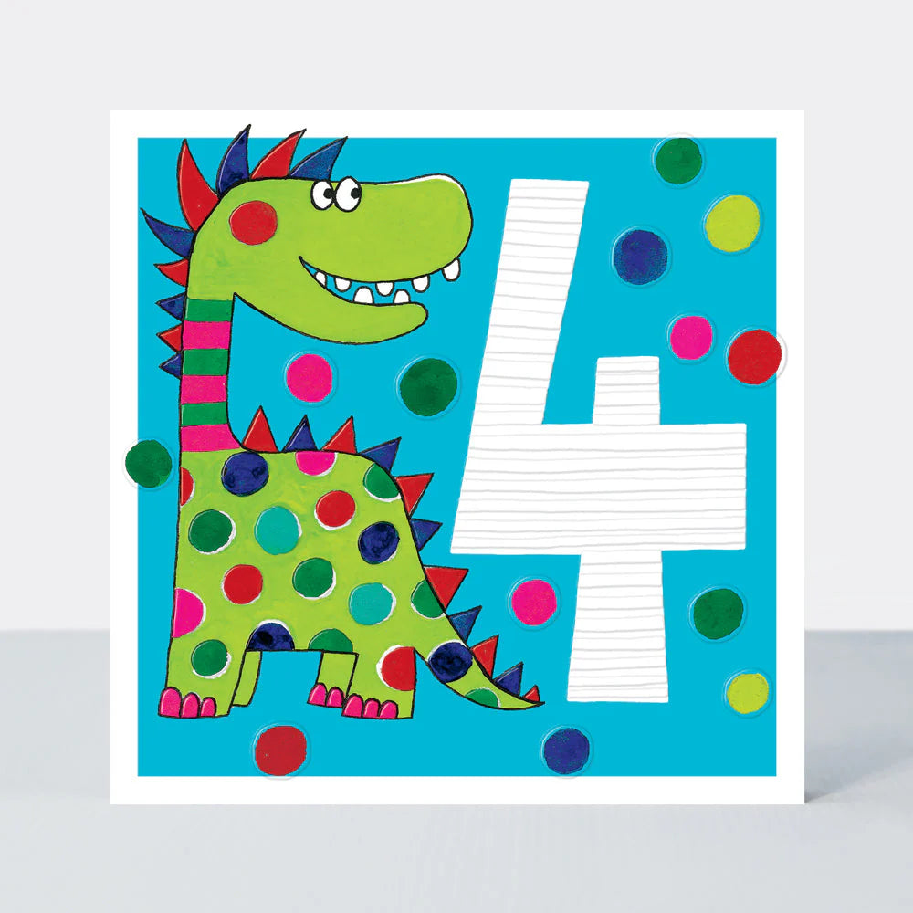 Boy Dinosaur - 4th Birthday Card