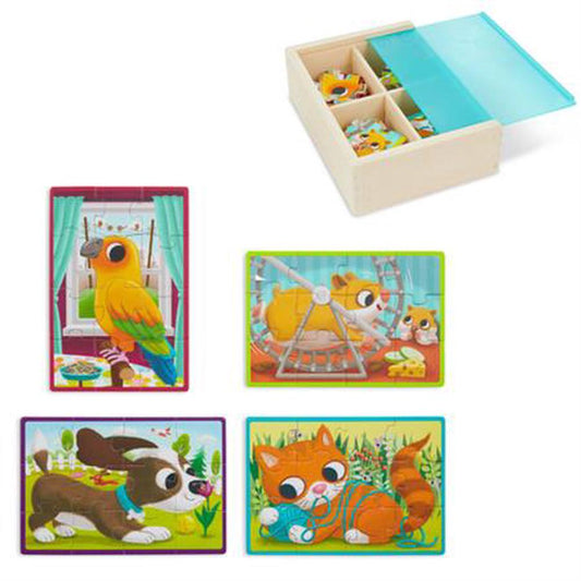 Battat 4 Wooden Pet Puzzles in Box (7542283305159)