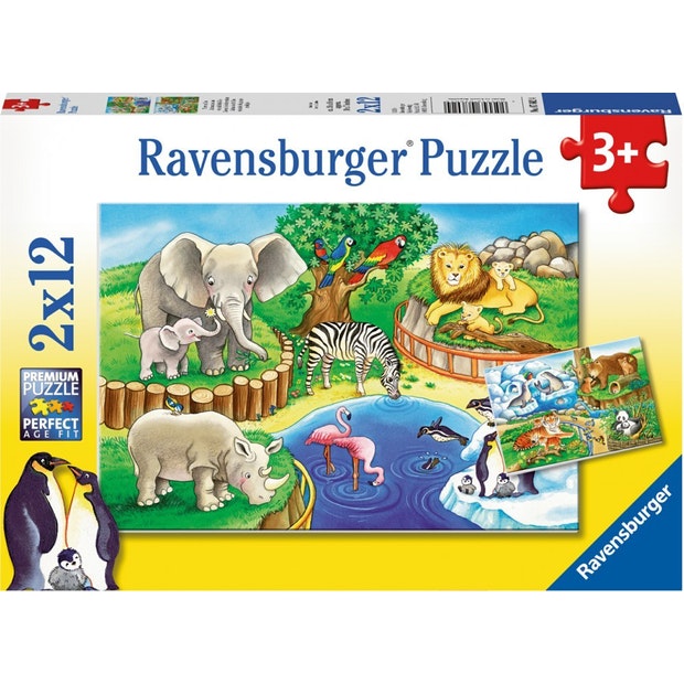 RB Animals in Zoo Puzzle 2x12pc (4568454692899)