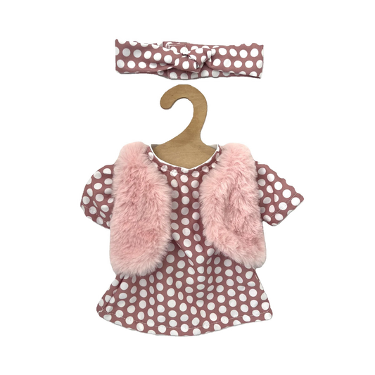 Hopscotch Clothes Poka Dot Dress with Fur Vest