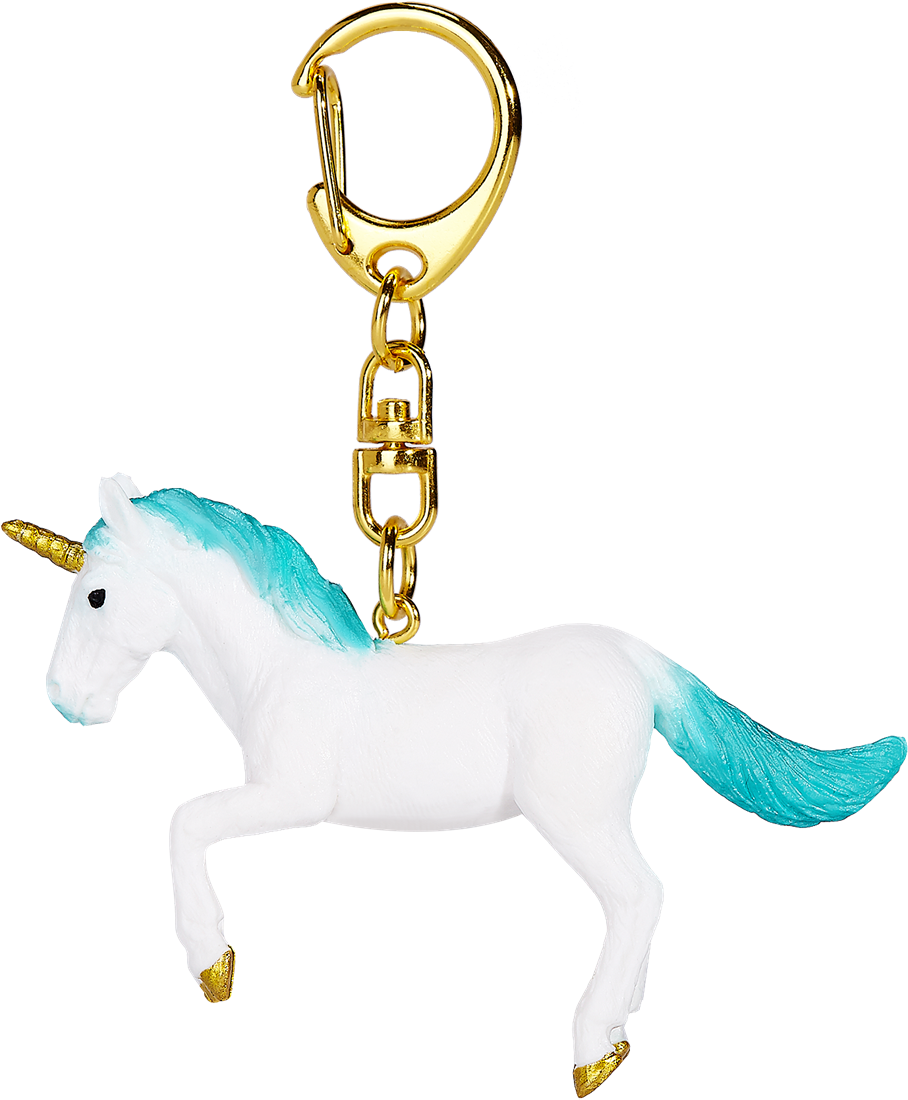 Mojo Rearing Turquoise Unicorn Keychain (8478554456263)