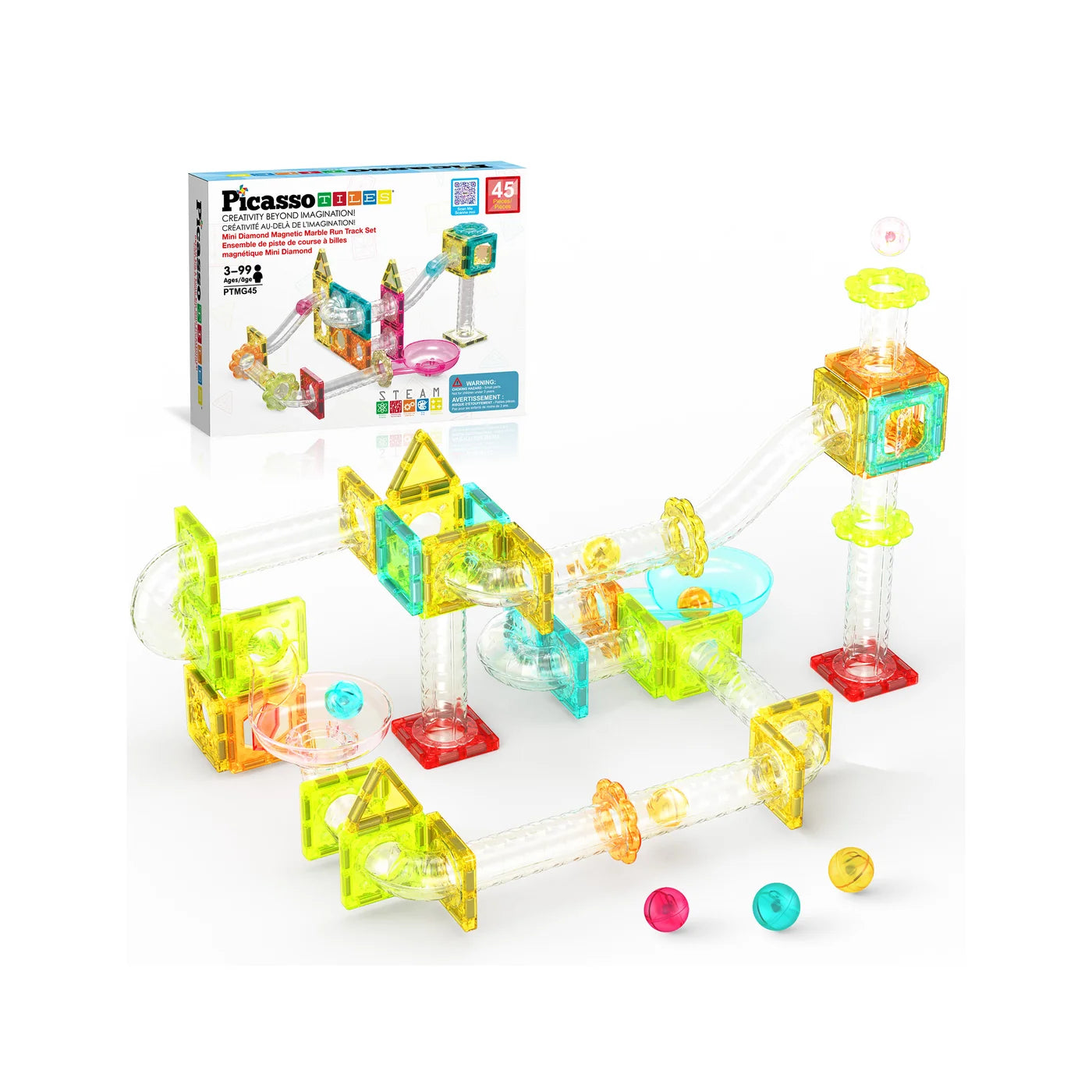 Mini Diamond Magnetic Marble Run Travel Set 45pc