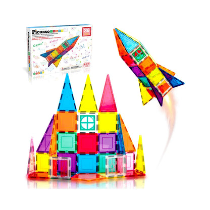 Magnetic Building Blocks - Rocket with Window and Door 36pc