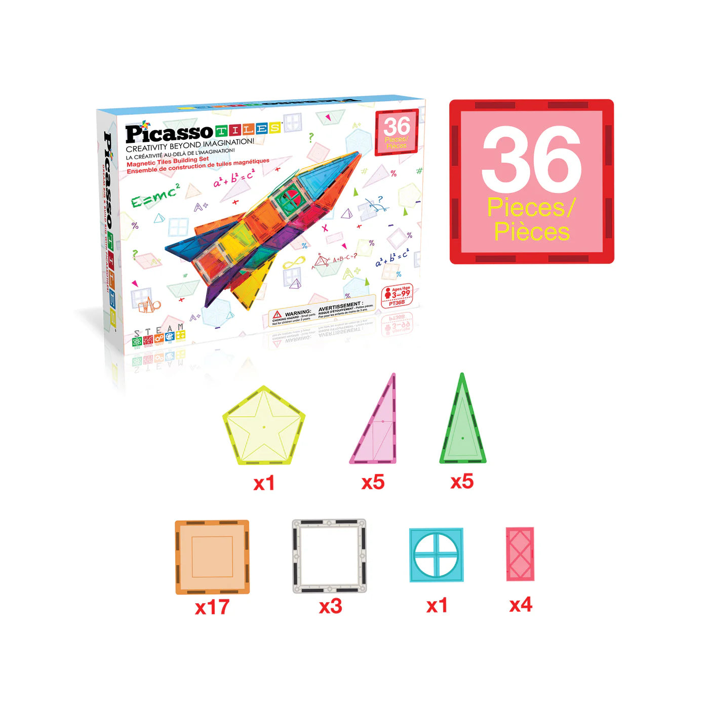Magnetic Building Blocks - Rocket with Window and Door 36pc
