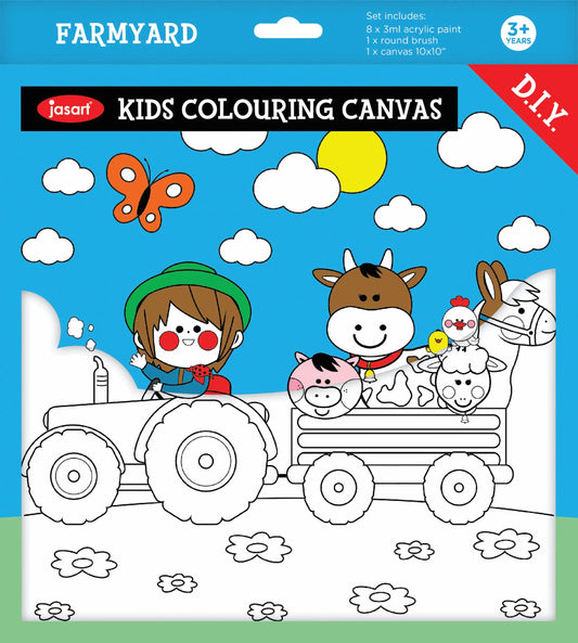 Jasart Colouring Canvas 10x10" Tractor Ride (8427625480391)