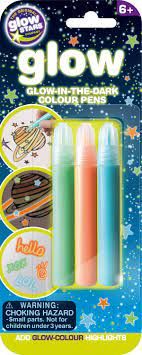 Glow in Dark Colour Pens 3pk