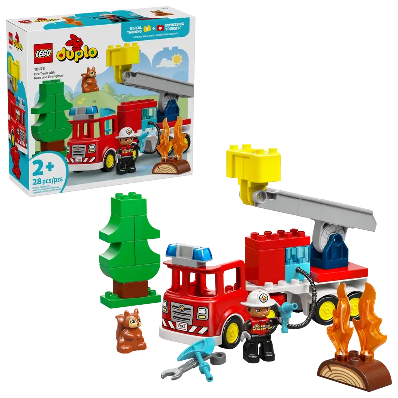 Lego Duplo Fire Truck with Hose and Firefighter 10473