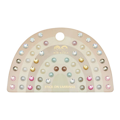 Pink Gem & Pearl Stick On Earrings