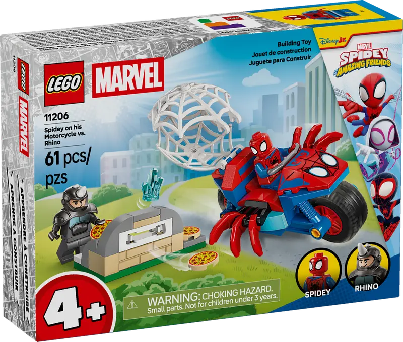 Lego SH Spidey on Motorcycle vs Rhino 11206