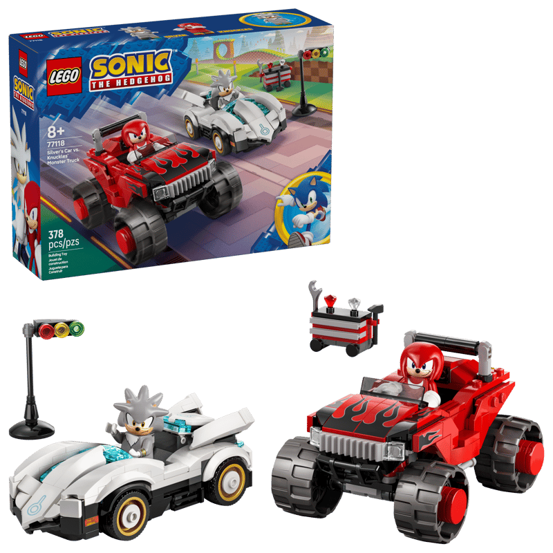 Lego Sonic Silver's Car vs Knuckles Monster Truck 77118