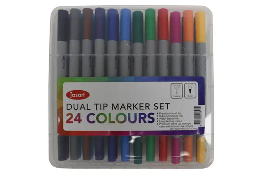 Jasart Dual Nib Brush Fineliner Set 24 (7578527269063)