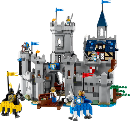Toy castle set with knights and flags on a white background (8432448962759)