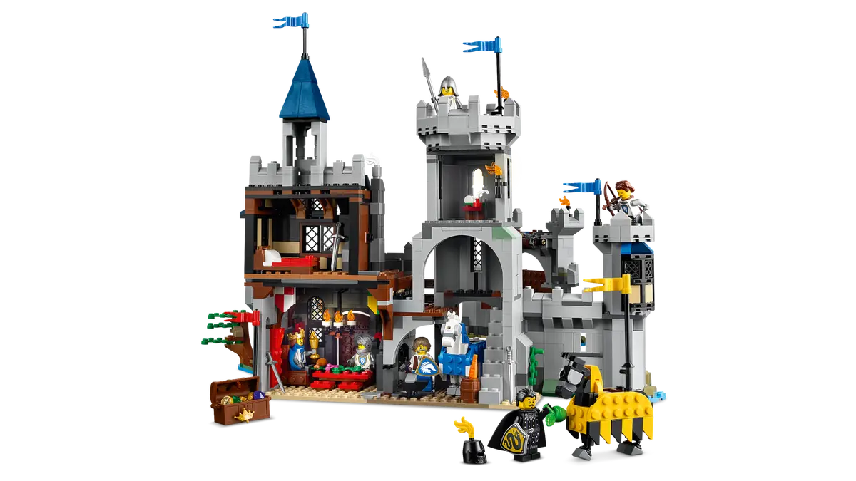LEGO castle set with detailed architecture and figures on a white background (8432448962759)