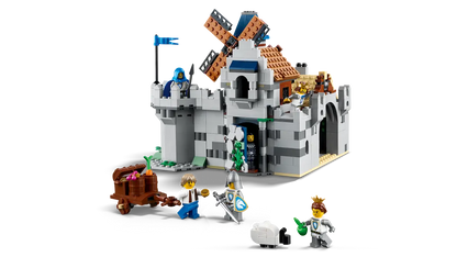 LEGO castle set with various figures and a windmill on a white background (8432448962759)