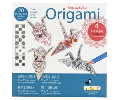 Mandala Colouring Origami Crane 20 Sheets (7822489714887)