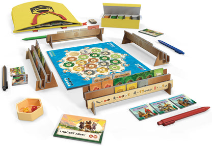 Catan Zip! with various components on a white background
