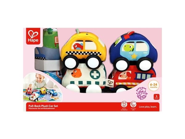 Hape Pull Back Plush Car Set (8391956267207)