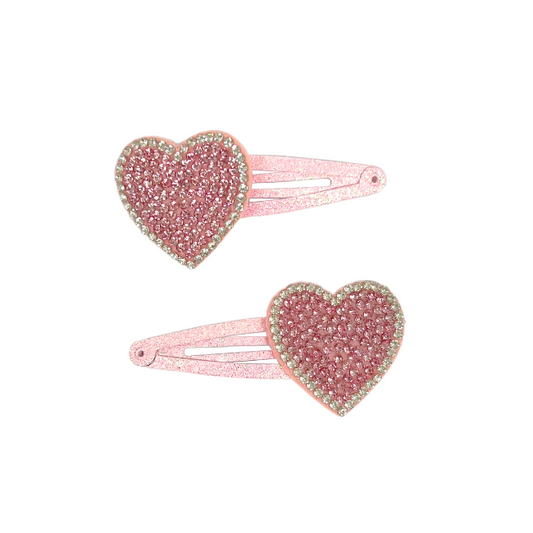 PP Pink Rhinestone Heart Hair Clips (8357054185671)