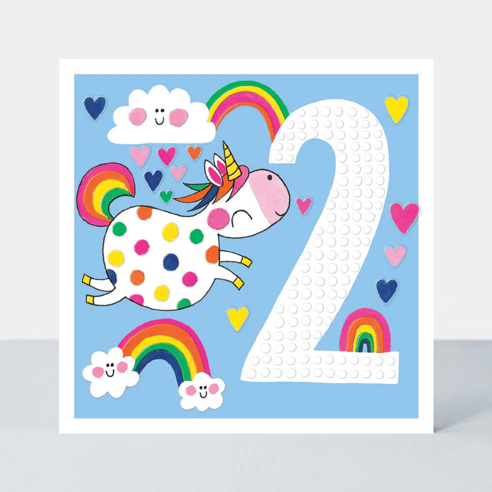 Girl Unicorn - 2nd Birthday Card