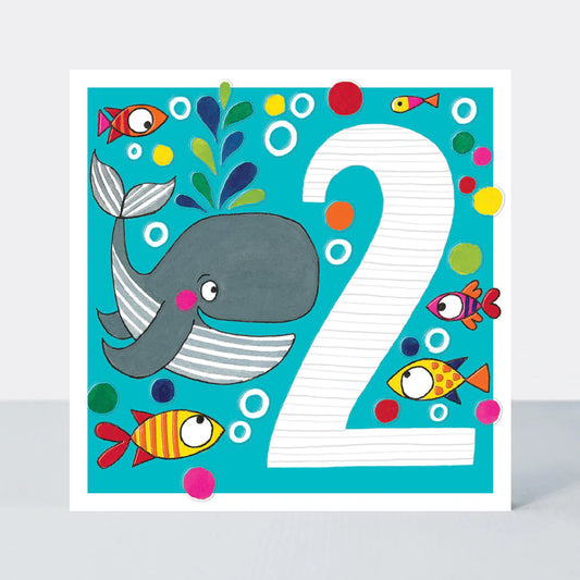 Boy Whale - 2nd Birthday Card