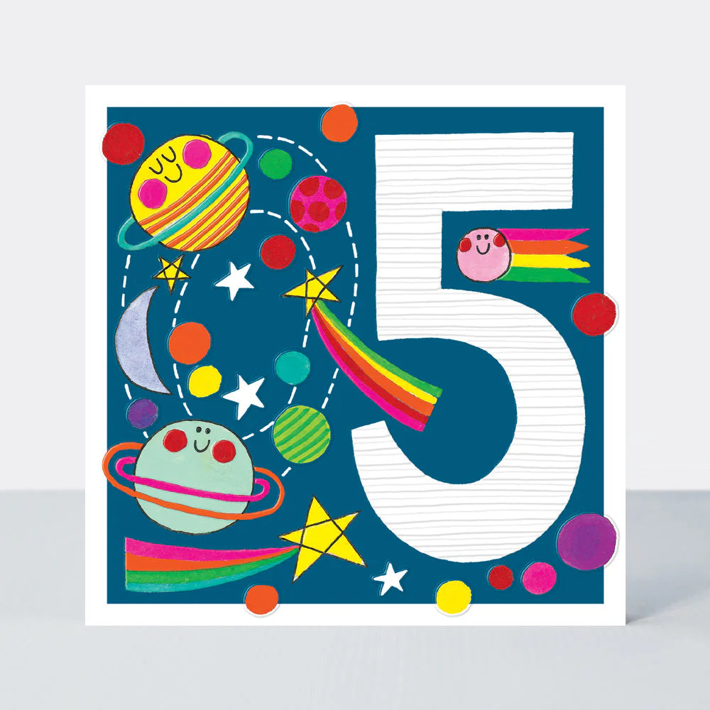Boy Planets - 5th Birthday Card