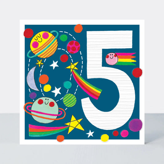 Boy Planets - 5th Birthday Card