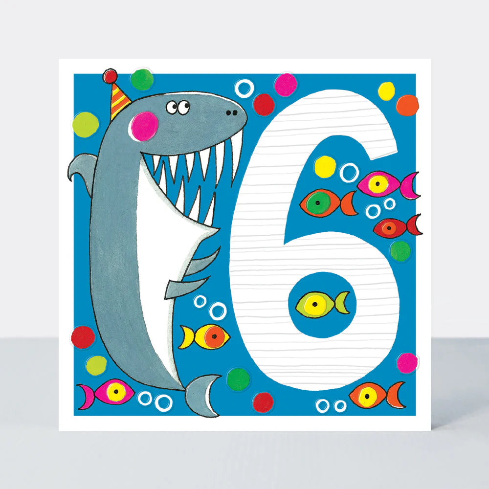Boy Shark - 6th Birthday Card