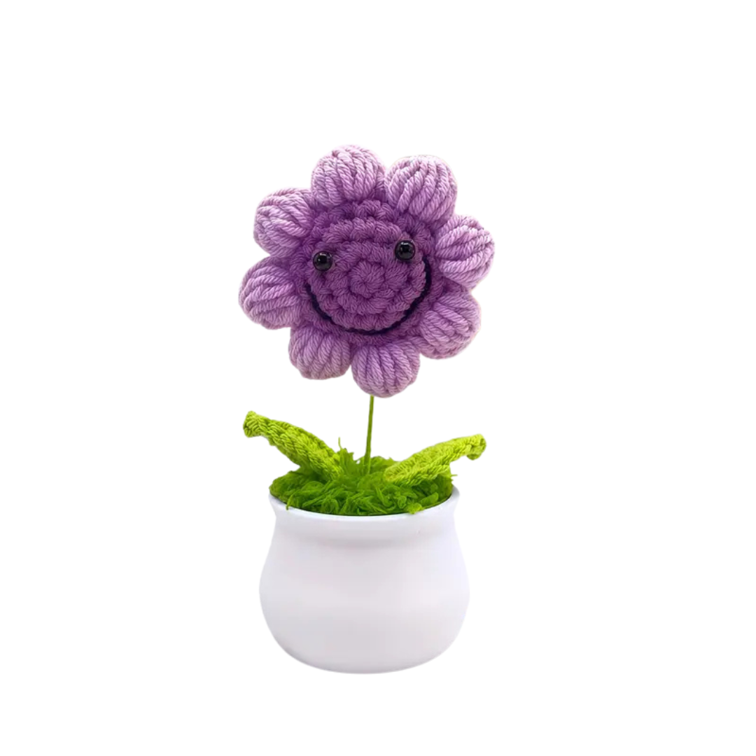Crochet Sunflower in Pot Purple (8466242896071)