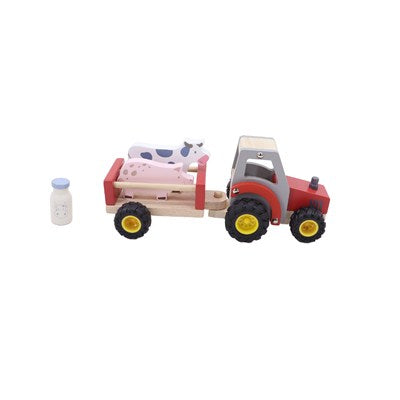 Tractor and Trailer Red with Animals