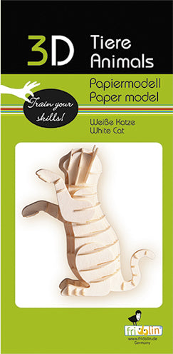 3D Paper Model White Cat (7096537055431)