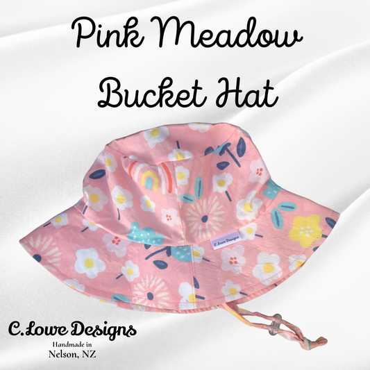 Bucket Hat Pink Flowers Xlarge (7544802574535)